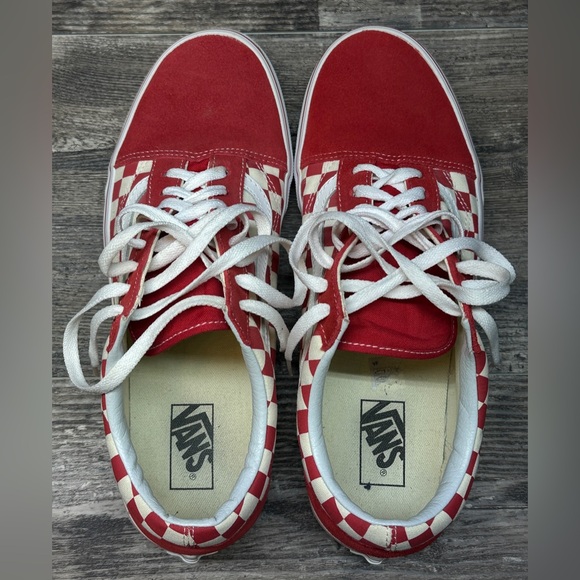 Vans Old Skool - Red Cream Checkerboard - Skate Shoes - Men’s 12 - GUC - Picture 8 of 8